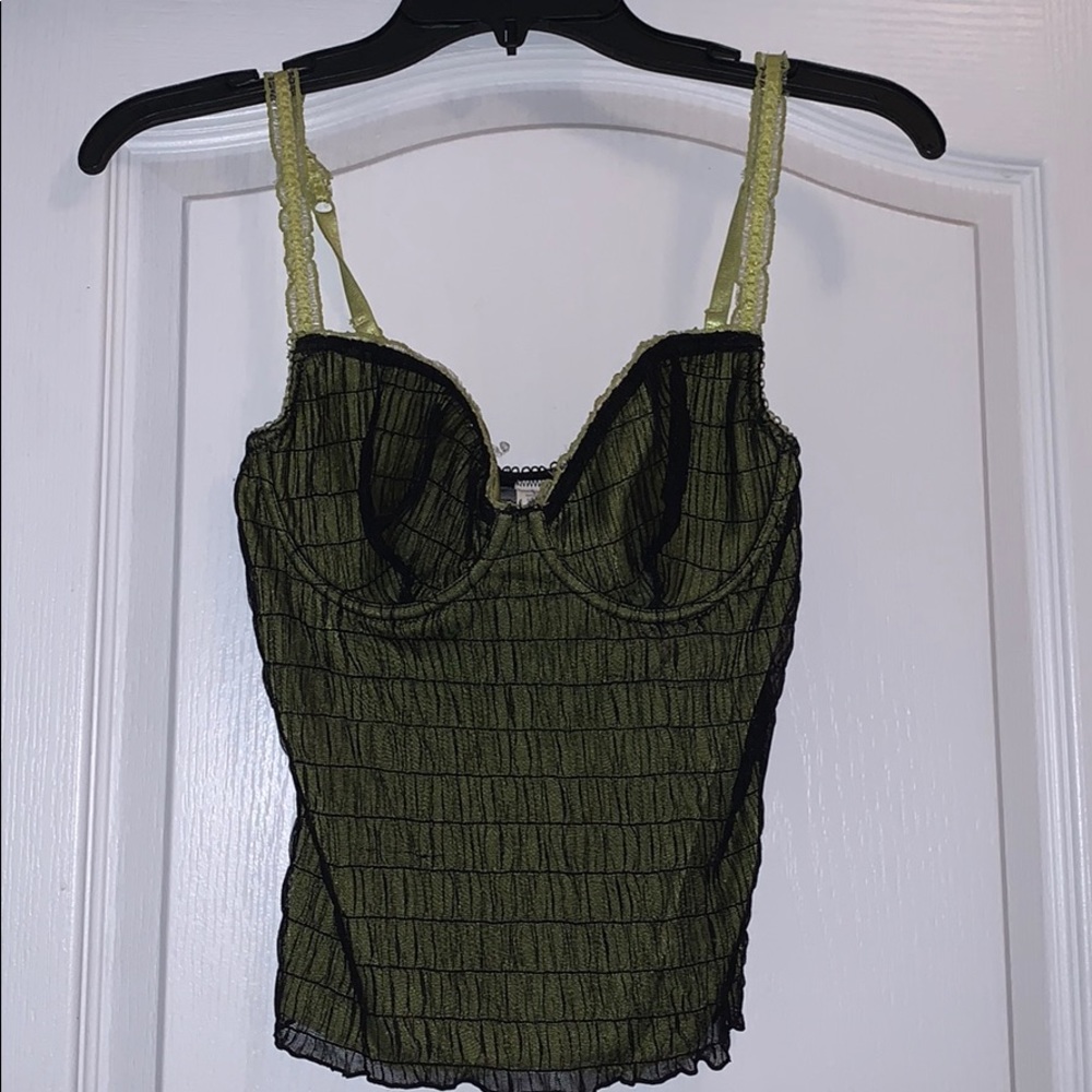Vintage Y2K Goth inspired sheer bustier crop